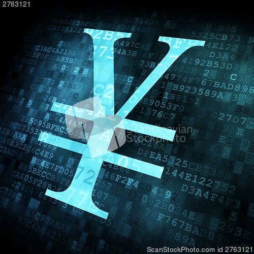 Image of Yen sign on digital screen