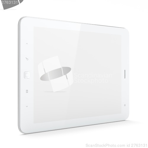 Image of Beautiful white tablet pc on white background