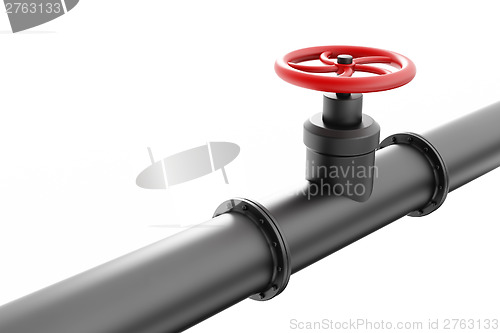 Image of Black oil pipe with red valve