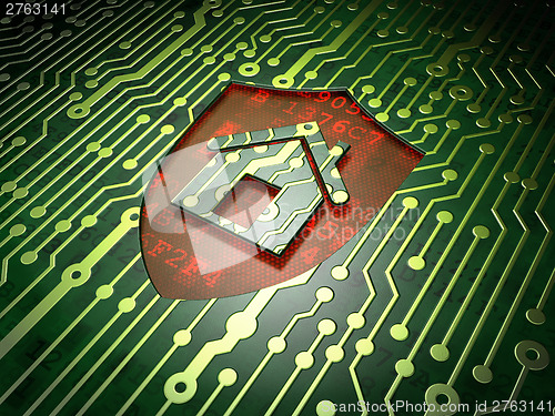 Image of Security concept: circuit board with shield icon