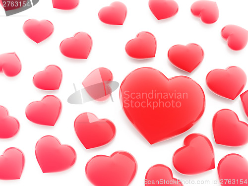 Image of Beautiful red hearts on white