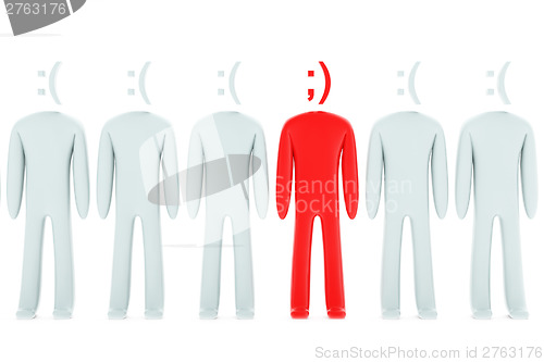 Image of Peoples with sad and cheerful emoticon-shaped heads