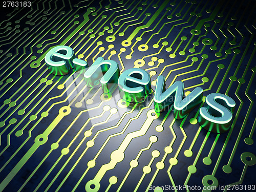 Image of News concept: circuit board with word E-news