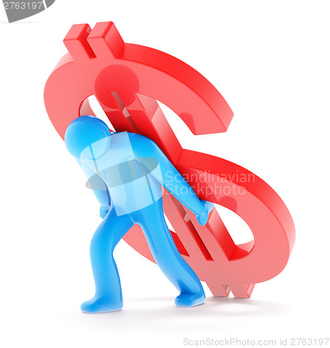 Image of Man with dollar sign on white