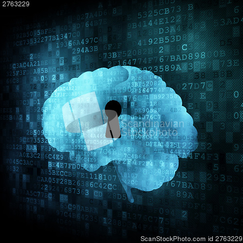 Image of Brain with keyhole on digital screen