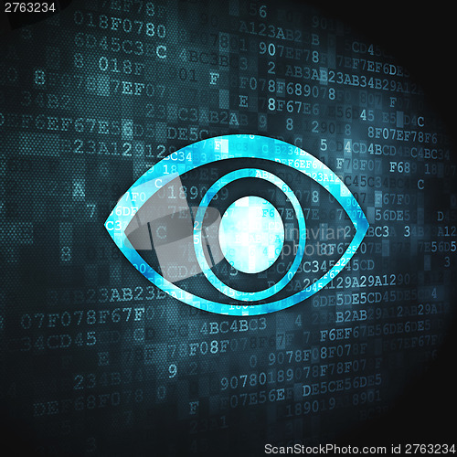Image of Privacy concept: Eye on digital background