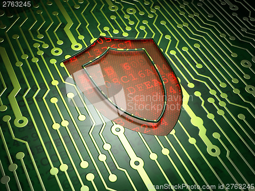 Image of Security concept: circuit board with Shield icon