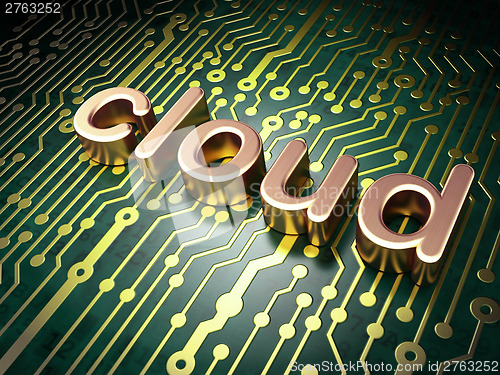 Image of Cloud computing technology, networking concept: circuit board wi
