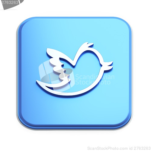 Image of Blue button with Burd in white