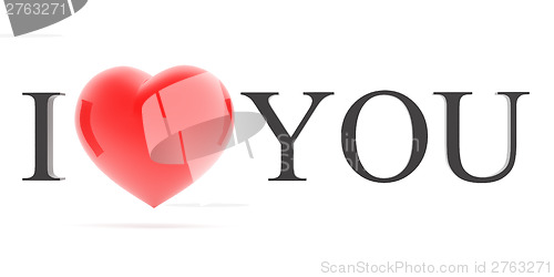 Image of Red heart with  love words