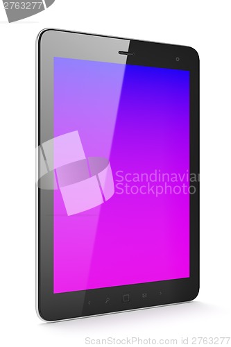 Image of Beautiful black tablet pc on white background