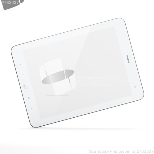 Image of Beautiful white tablet pc on white background