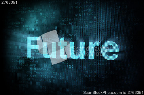 Image of Timeline concept: pixeled word Future on digital screen