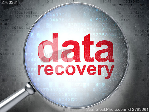 Image of Information concept: optical glass with words Data Recovery