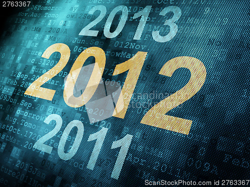 Image of Timeline concept: pixeled word 2011 2012 2013 on digital screen