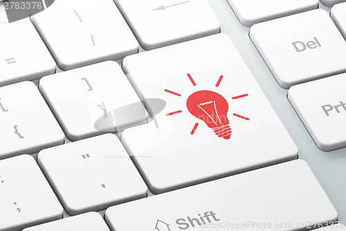 Image of Business concept: computer keyboard with Light Bulb