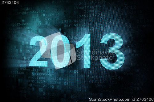 Image of Timeline concept: pixeled word 2013 on digital screen