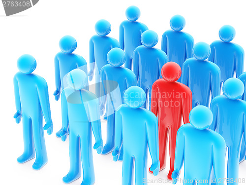Image of One red figure between many blue peoples