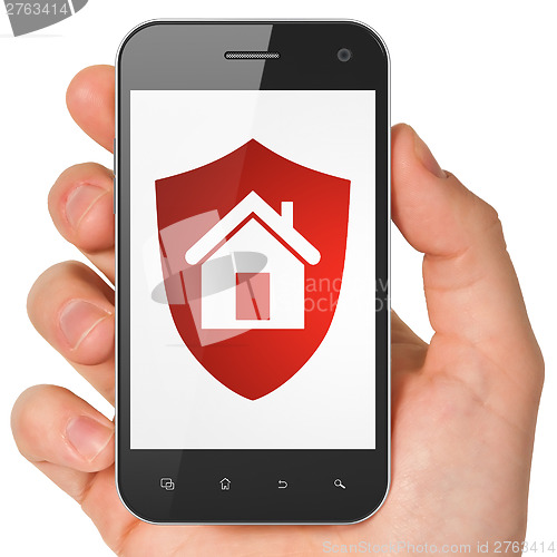 Image of Business concept: smartphone with Shield.