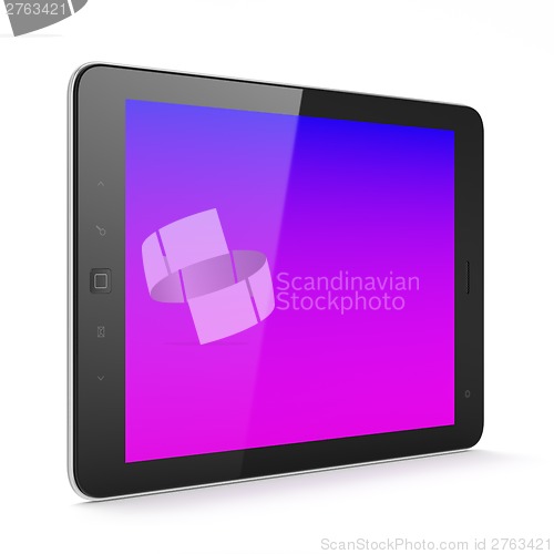 Image of Beautiful black tablet pc on white background