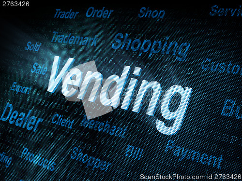Image of Pixeled word Vending on digital screen