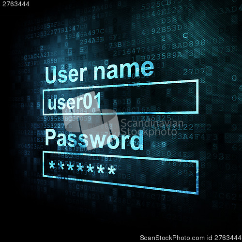 Image of Security conceprt: Login form on digital sreen