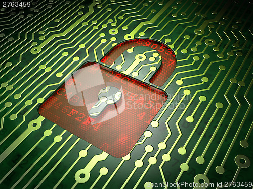 Image of Privacy concept: circuit board with Closed Padlock icon