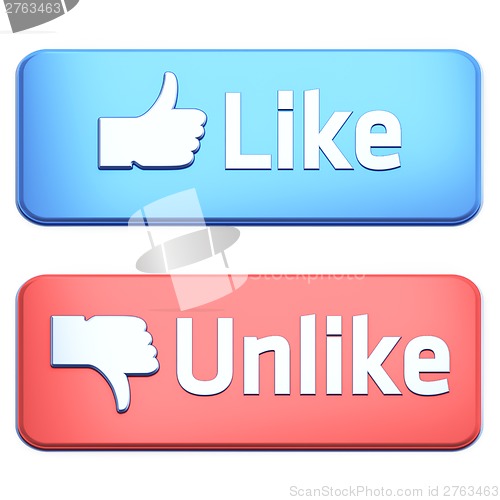 Image of &amp;quot;Like&amp;quot; and &amp;quot;Unlike&amp;quot; buttons 3d  render on white
