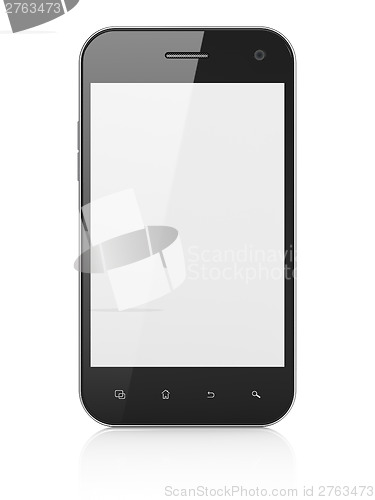 Image of Beautiful smartphone on white background. Generic mobile smart phone