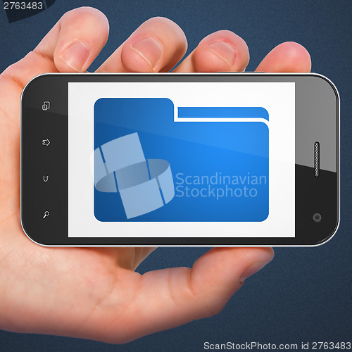 Image of Finance concept: smartphone with Folder.