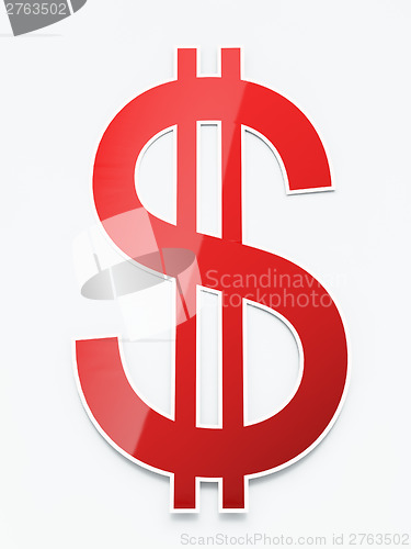 Image of Red shiny paper dollar sign on white