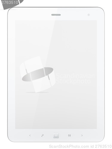 Image of Beautiful white tablet pc on white background