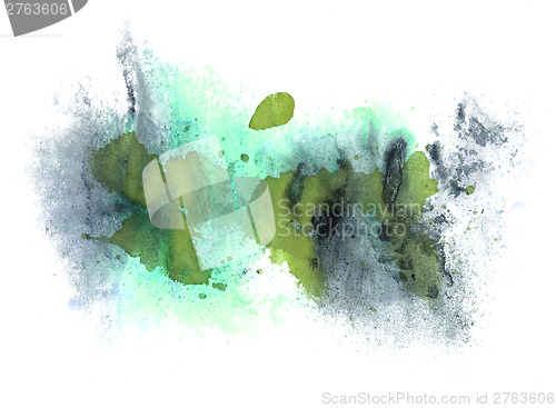 Image of abstract drawing stroke ink watercolor brush blue, green water c