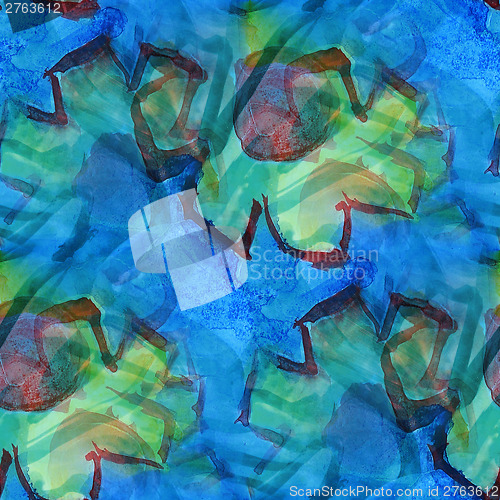 Image of colorful pattern water texture paint abstract color blue, green 