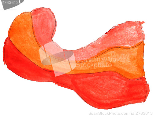 Image of abstract drawing orange, red stroke ink watercolor brush water c
