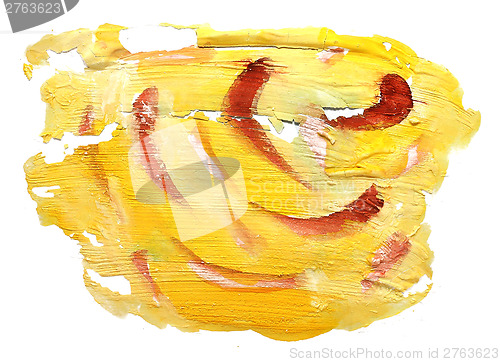 Image of abstract drawing stroke yellow, red ink watercolor brush water c