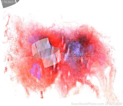 Image of abstract drawing stroke red, purple ink watercolor brush water c