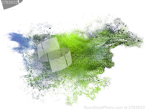 Image of abstract blue, green drawing stroke ink watercolor brush water c