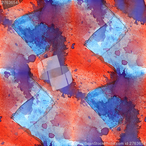 Image of colorful pattern water texture paint blue, red abstract color se