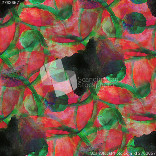 Image of colorful pattern water texture paint green, red abstract color s