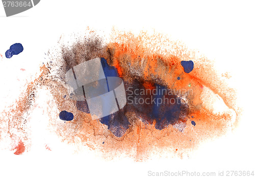 Image of abstract drawing stroke red, blue ink watercolor brush water col