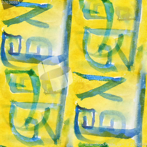 Image of colorful pattern water texture paint yellow, green, blue abstrac