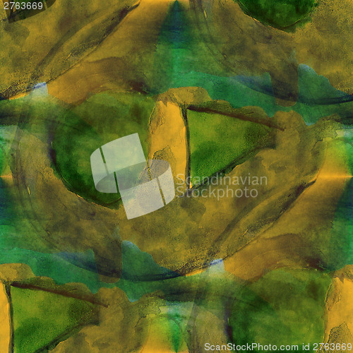 Image of colorful pattern water texture paint abstract color green, brown