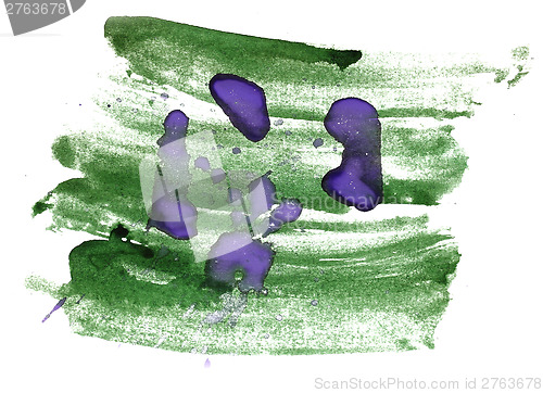 Image of abstract purple, green drawing stroke ink watercolor brush water