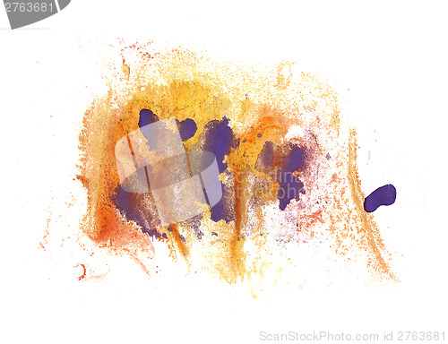 Image of abstract drawing stroke ink purple, orange watercolor brush wate