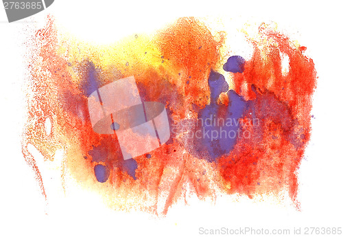 Image of abstract drawing stroke ink orange, purple watercolor brush wate