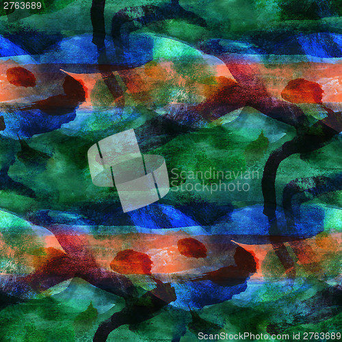 Image of colorful pattern water texture paint abstract color orange, gree