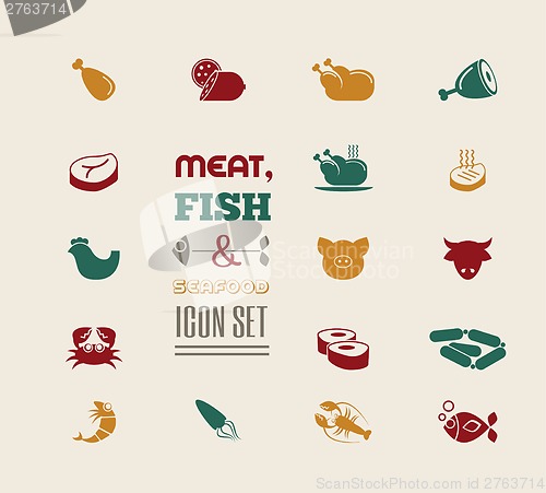 Image of Meat Icon Set