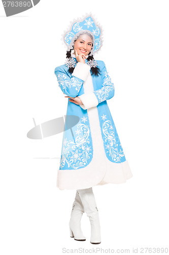 Image of Pretty woman in snow maiden costume