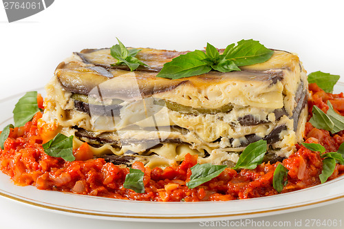 Image of Vegetable lasagne side view